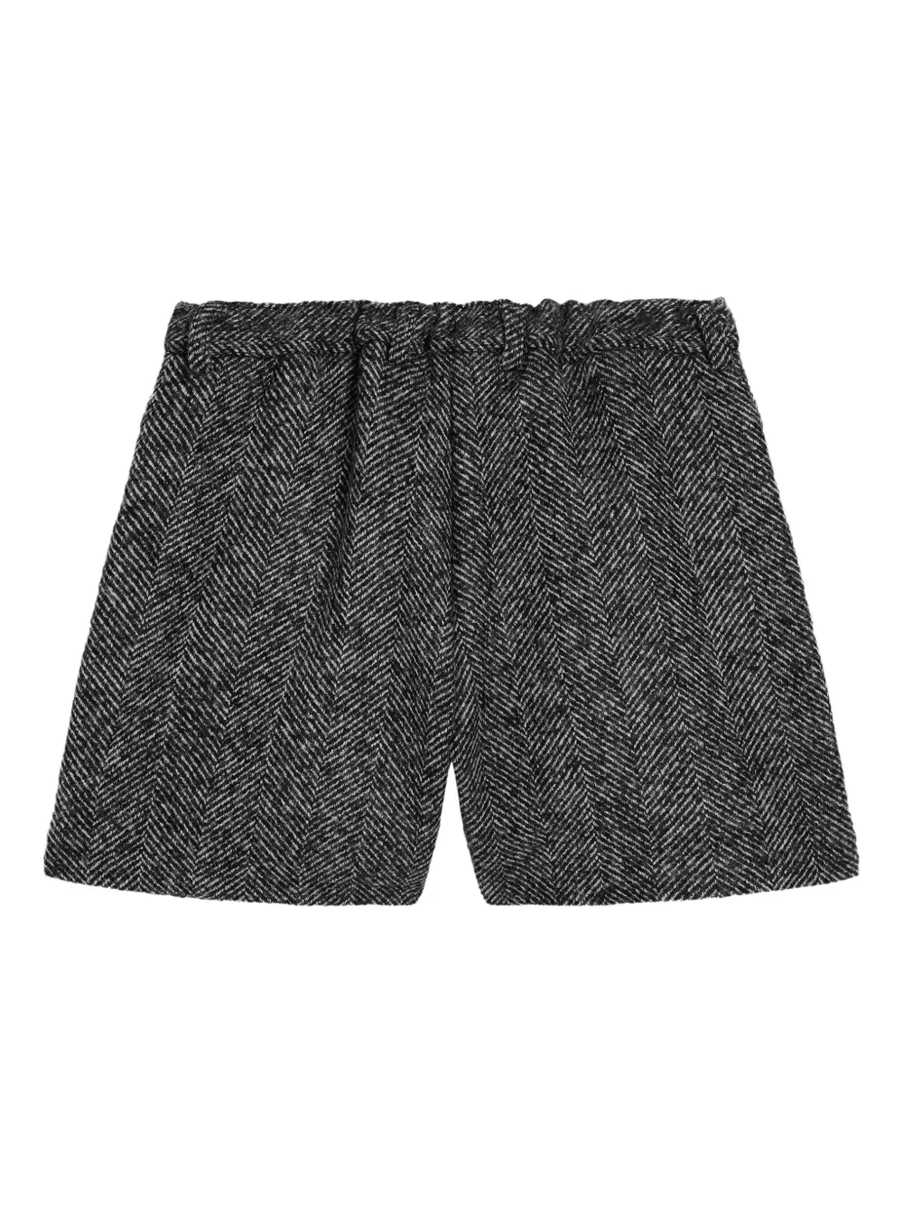 Dolce & Gabbana Pleated Herringbone Shorts In Gray