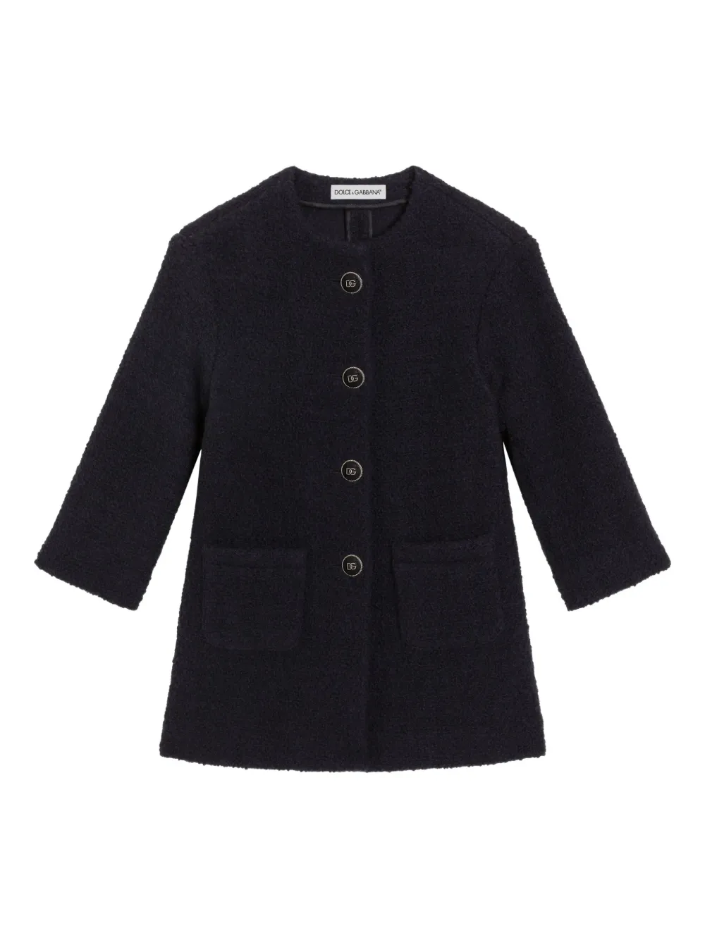 Dolce & Gabbana Kids' Bouclé Coat In Black