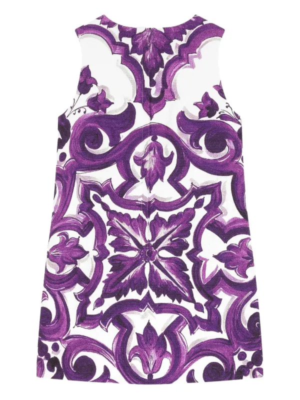 Dolce & Gabbana Kids Majolica-print Sleeveless Dress | Purple