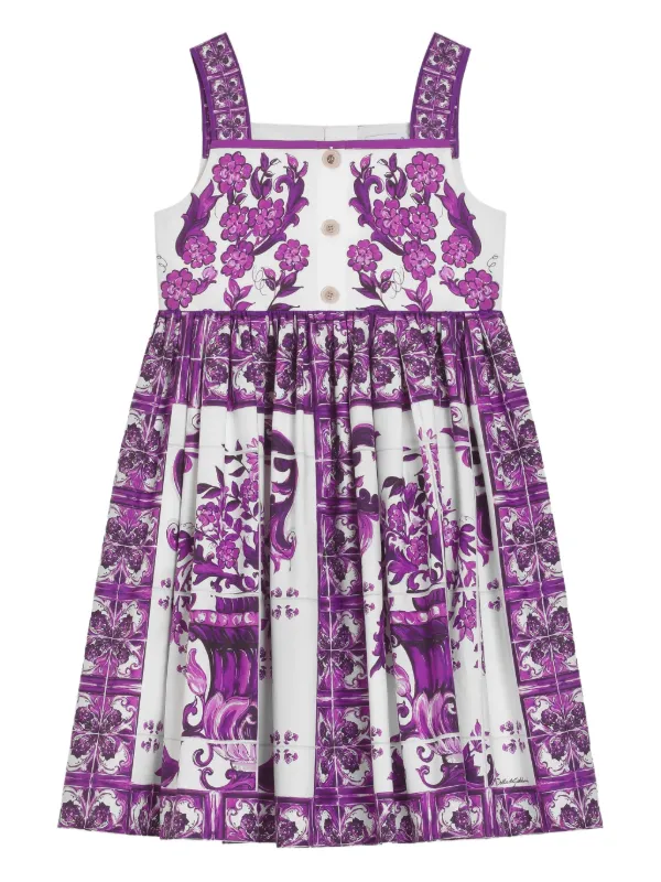 white christmas dresses Dolce and Gabbana Floral Leaf Cotton Dress – Recess main image 1