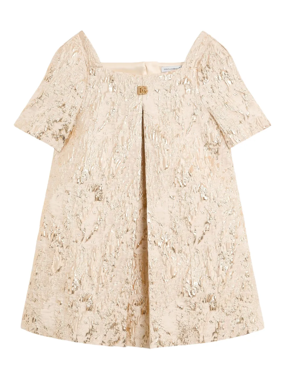 Dolce & Gabbana Kids Metallic shiftjurk met textuur Beige