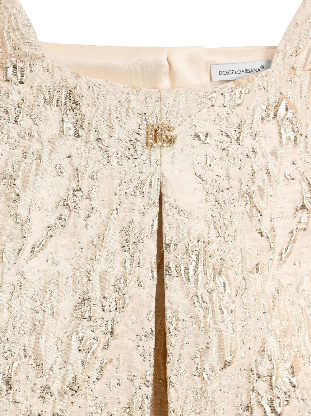 Dolce & Gabbana Kids Metallic shiftjurk met textuur Beige