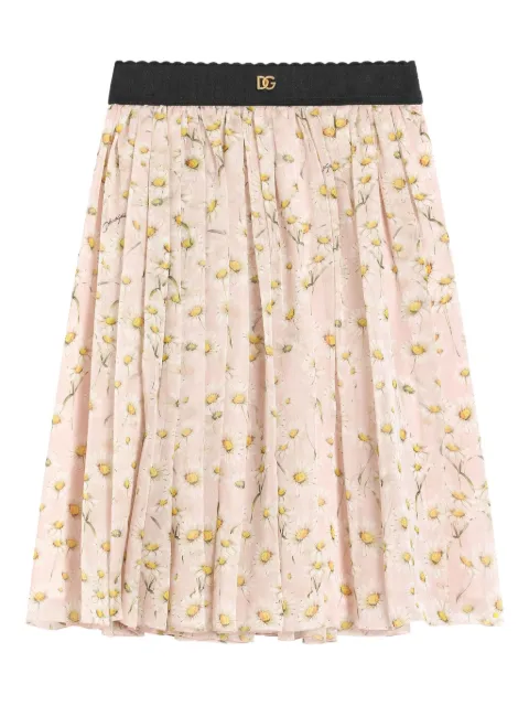 Dolce & Gabbana Kids pleated daisy-print skirt