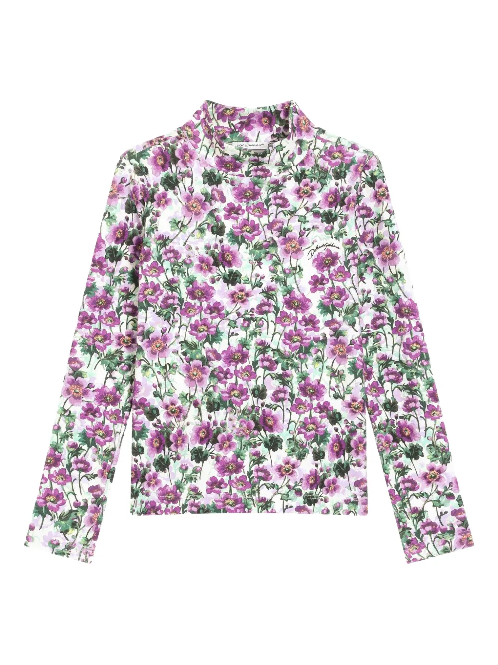 Dolce & Gabbana Kids T-shirt met bloe print Wit