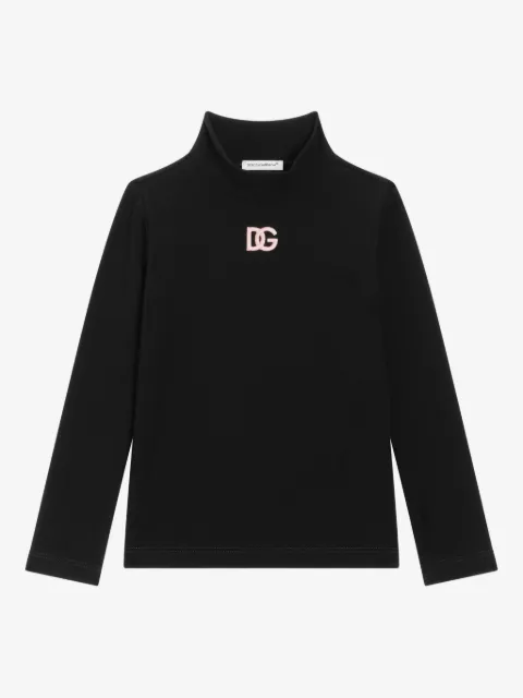 Dolce & Gabbana Kids top con cuello de tortuga y logo bordado