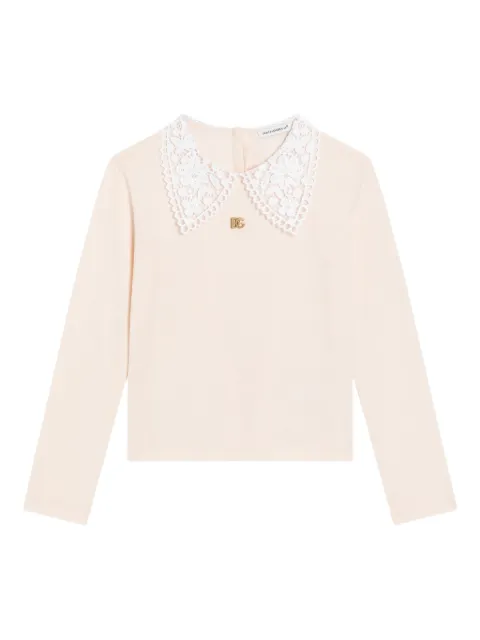 Dolce & Gabbana Kids lace-collar long-sleeve T-shirt