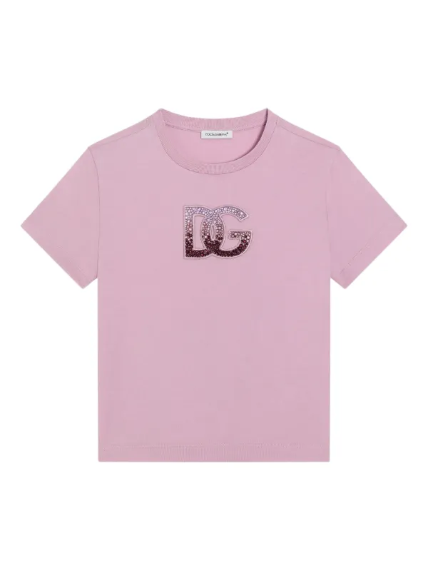 Dolce & Gabbana Kids ラインストーンロゴ Tシャツ | ピンク | FARFETCH JP