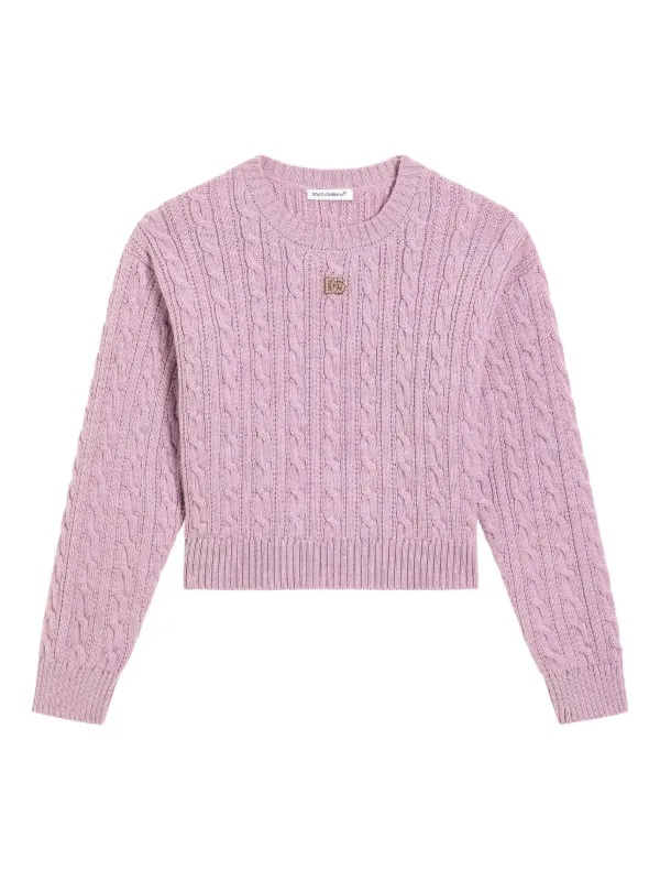 Dolce Gabbana Kids cable-knit Sweater Purple FARFETCH TR