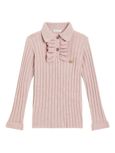 Dolce & Gabbana Kids ribbed-knit long-sleeve polo shirt