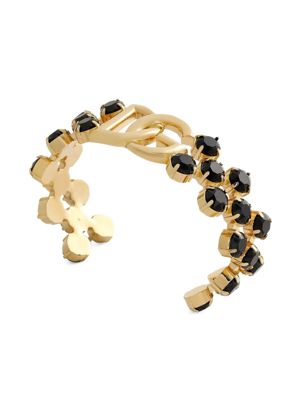 Dolce & Gabbana Armband met zwarte steen en DG-logo - Goud