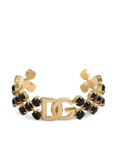 Dolce & Gabbana DG 로고 블랙 스톤 브레이슬릿