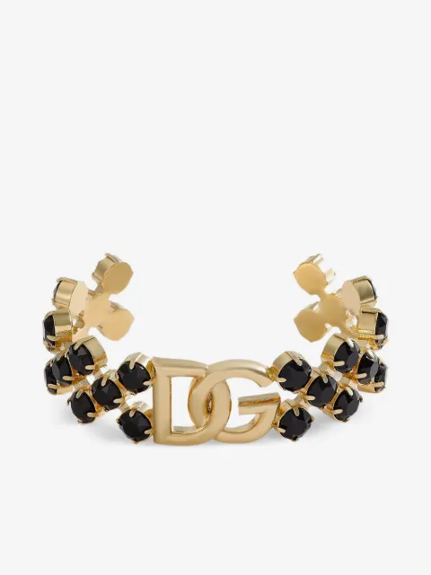 Dolce & Gabbana DG 로고 블랙 스톤 브레이슬릿