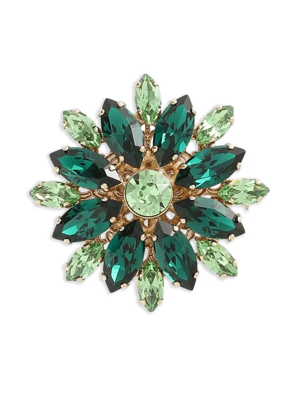 Dolce & Gabbana Crystal-flower Brooch In Green
