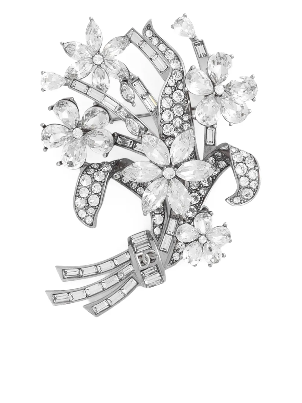 Dolce & Gabbana rhinestone-embellished floral brooch | Silver | Image 1