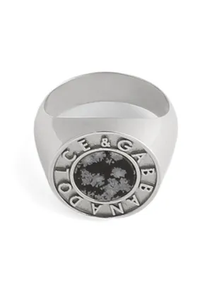 指輪・リング Dolce & Gabbana Silver-Tone Chunky Logo Ring in Brass Man Dolce & Gabbana Silver-tone Chunky Logo Ring In Brass Man