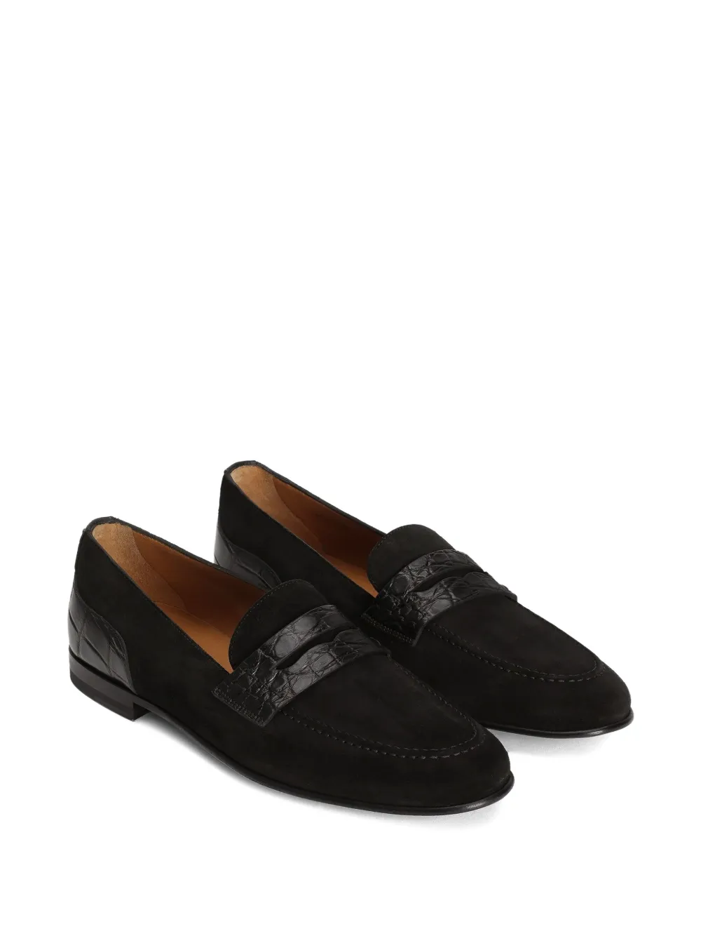 Dolce & Gabbana suede crocodile-effect loafers Black