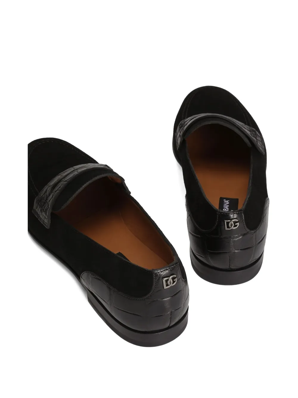 Dolce & Gabbana suede crocodile-effect loafers Black