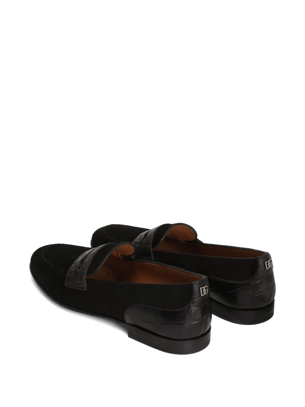 Dolce & Gabbana suede crocodile-effect loafers Black