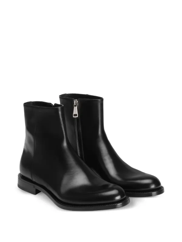 Dolce & Gabbana Zippered Leather Ankle Boots | Black | FARFETCH
