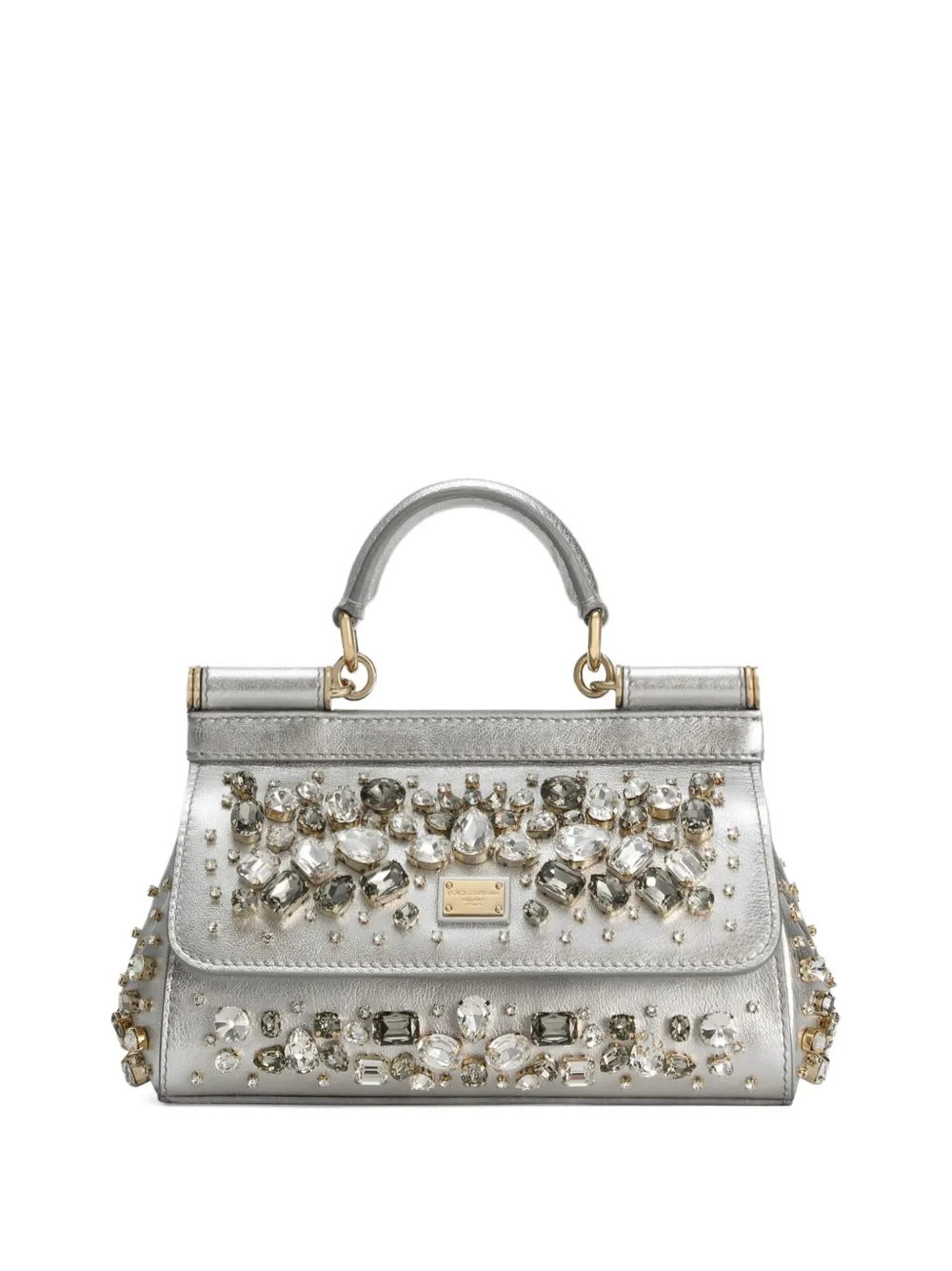 Dolce & Gabbana Small Sicily Tote Bag In Silver