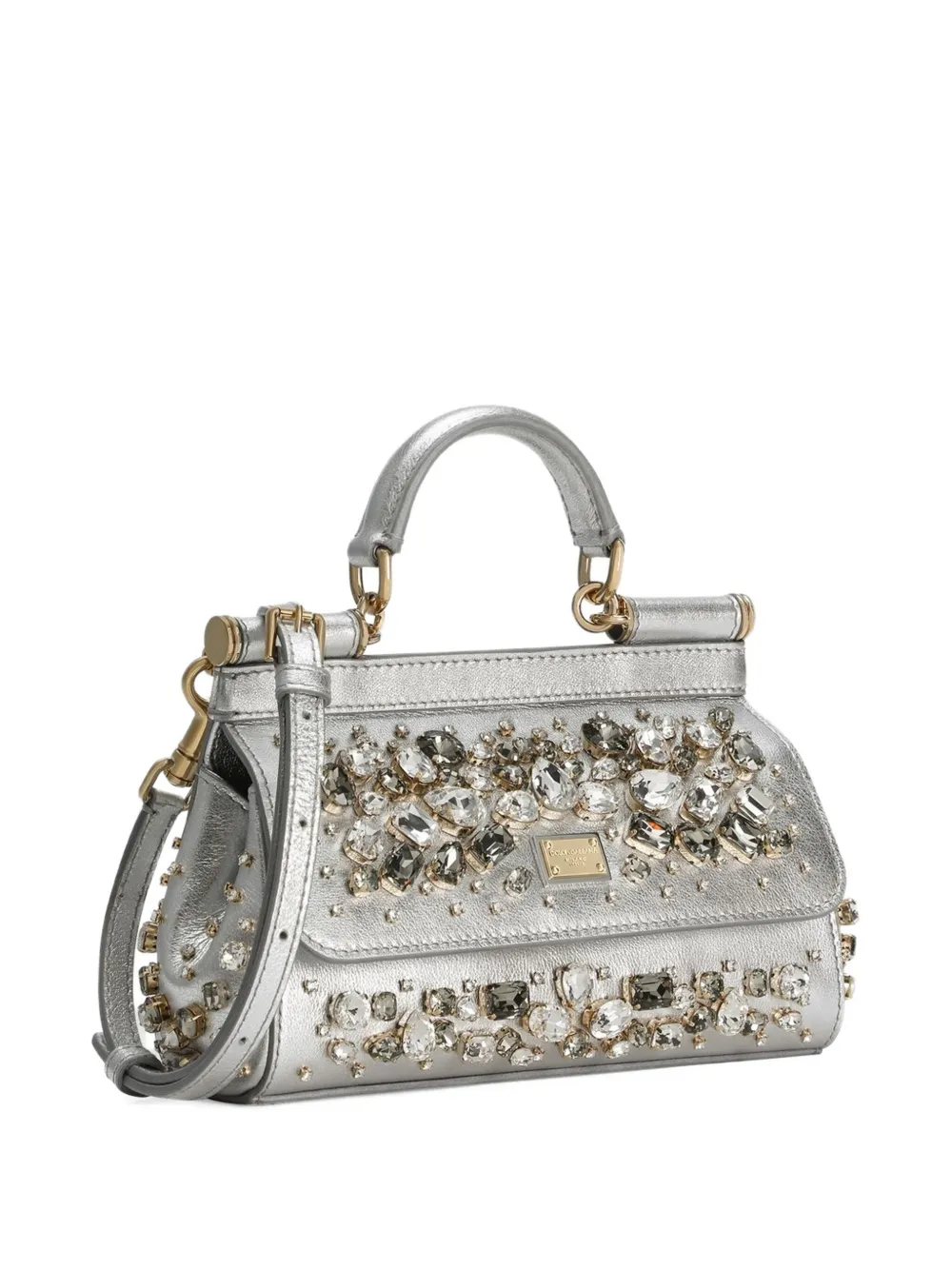 Dolce & Gabbana Small Sicily Tote Bag In Silver