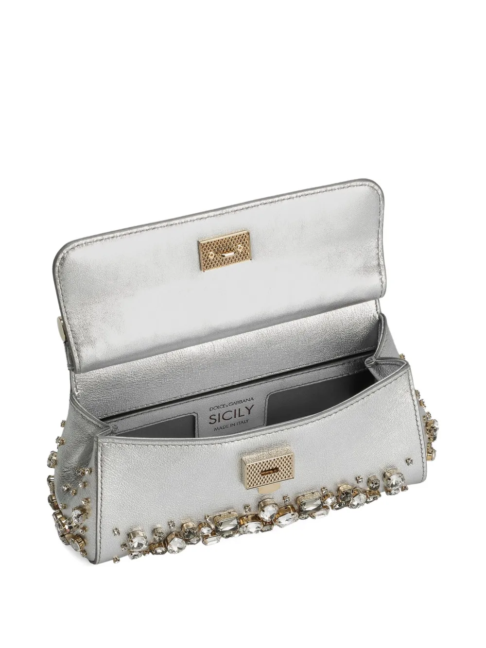 Dolce & Gabbana Small Sicily Tote Bag In Silver