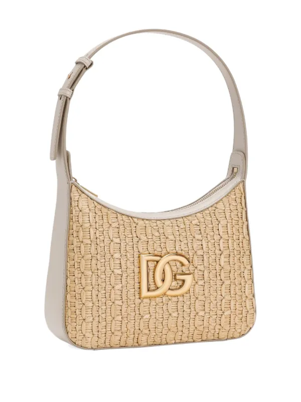 Dolce Gabbana Rafia Crochet Shoulder Bag Neutrals FARFETCH IN
