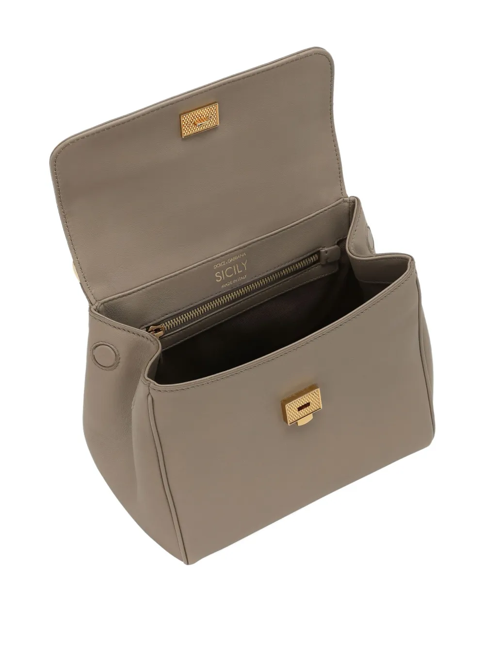 Dolce & Gabbana Medium Sicily leren handtas met hangslot Beige