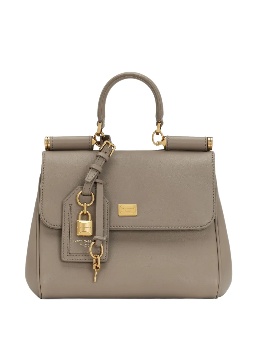 Dolce & Gabbana medium Sicily padlock-detail leather handbag Beige