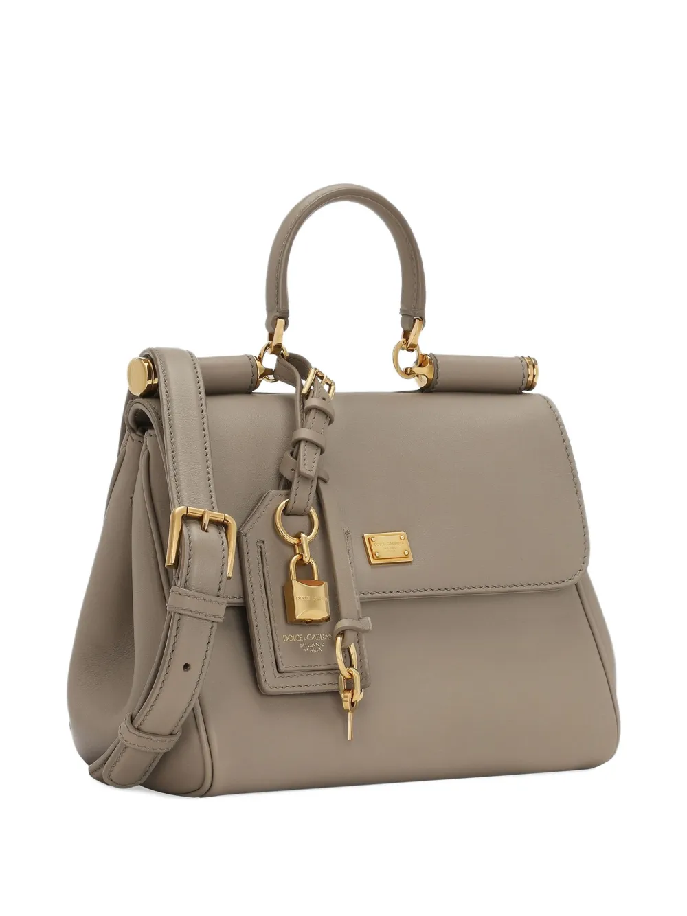 Dolce & Gabbana Medium Sicily leren handtas met hangslot Beige