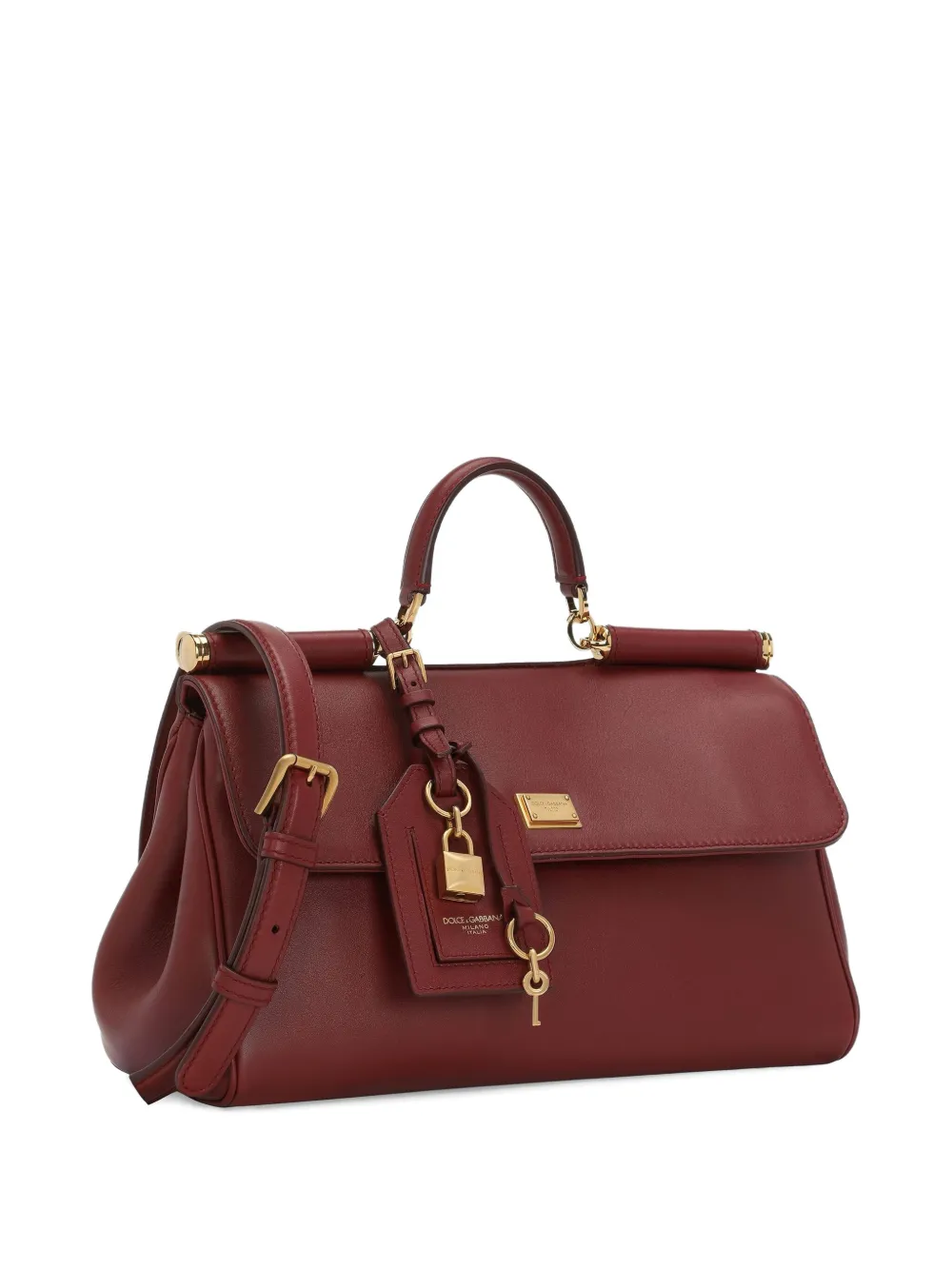 Dolce & Gabbana Sicily leren shopper met structuur Rood