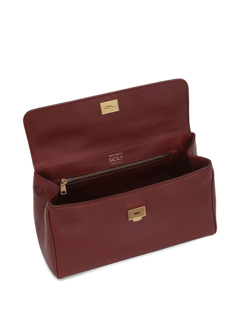 Dolce & Gabbana Sicily leren shopper met structuur Rood