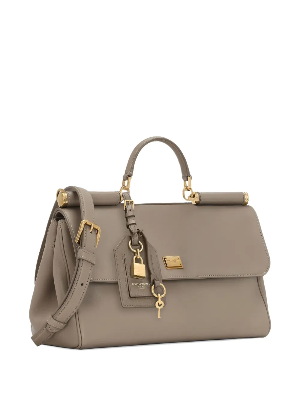 Dolce & Gabbana Sicily leren shopper met slotbedel Beige