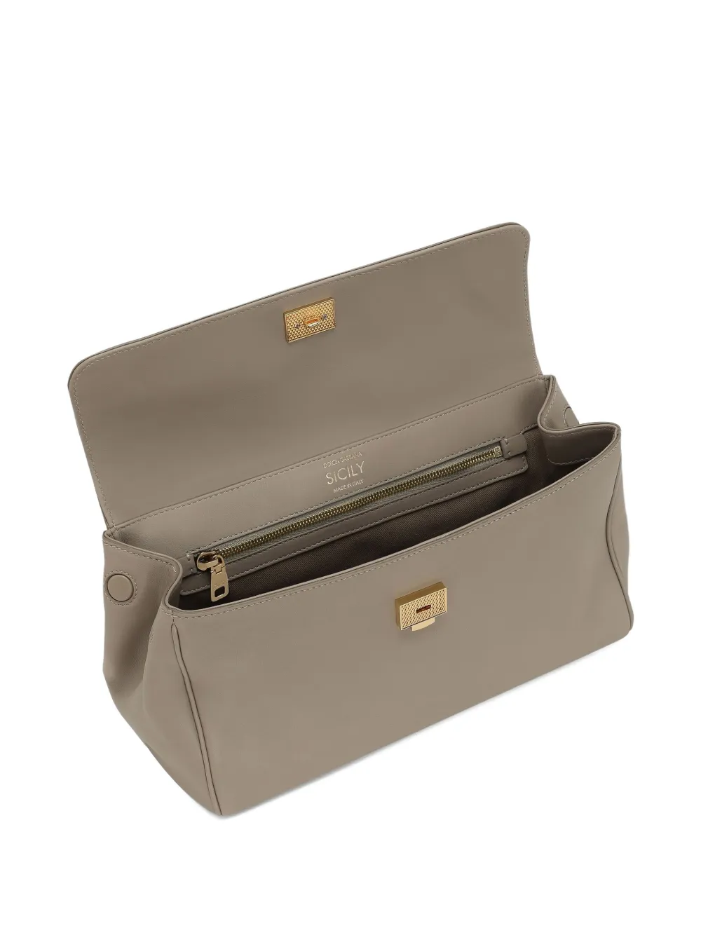 Dolce & Gabbana Sicily leren shopper met slotbedel Beige
