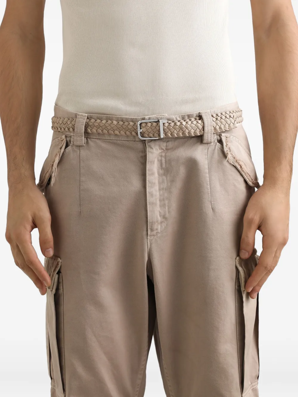 Dolce & Gabbana Geweven leren riem Beige