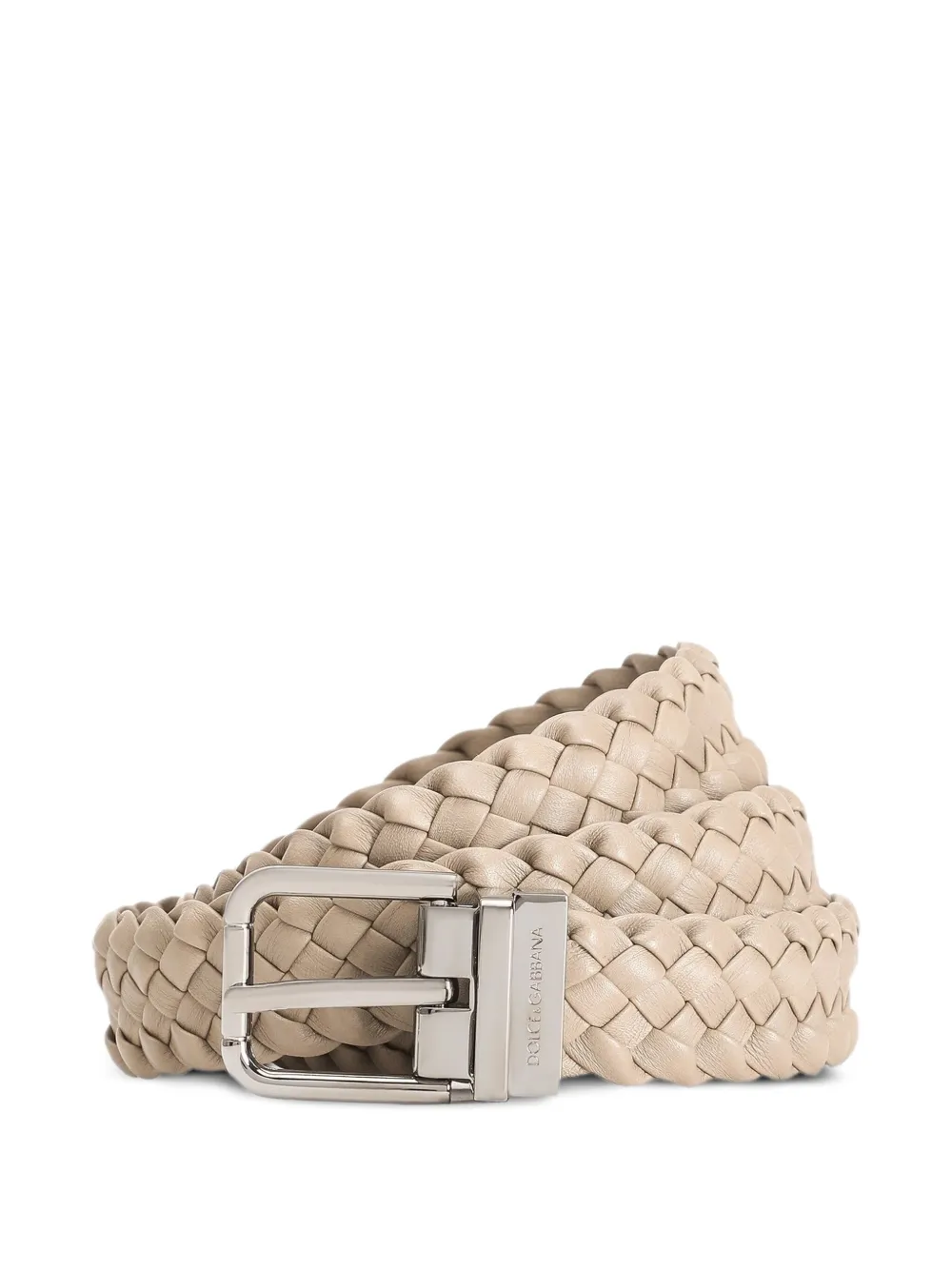 Dolce & Gabbana Geweven leren riem Beige