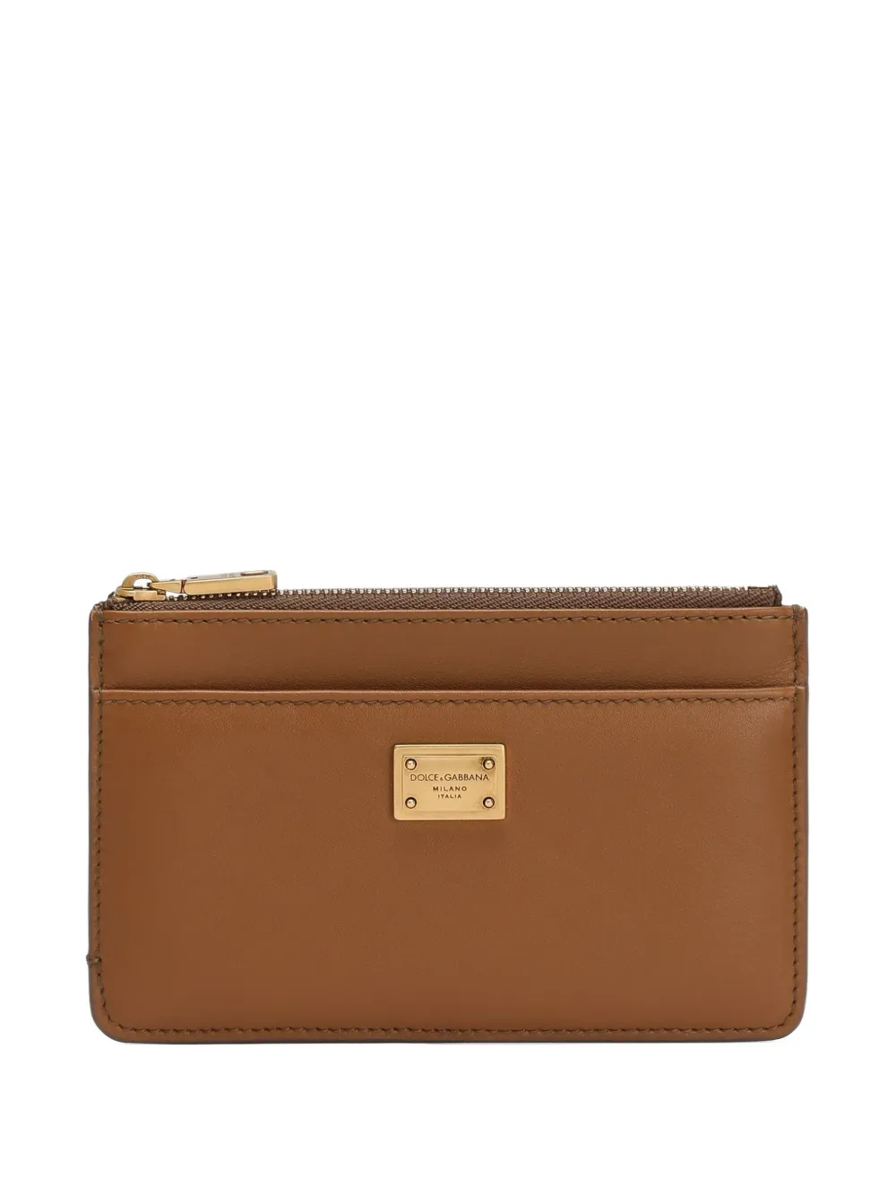 Dolce & Gabbana Dauphine pasjeshouder met logoplakkaat en rits Bruin