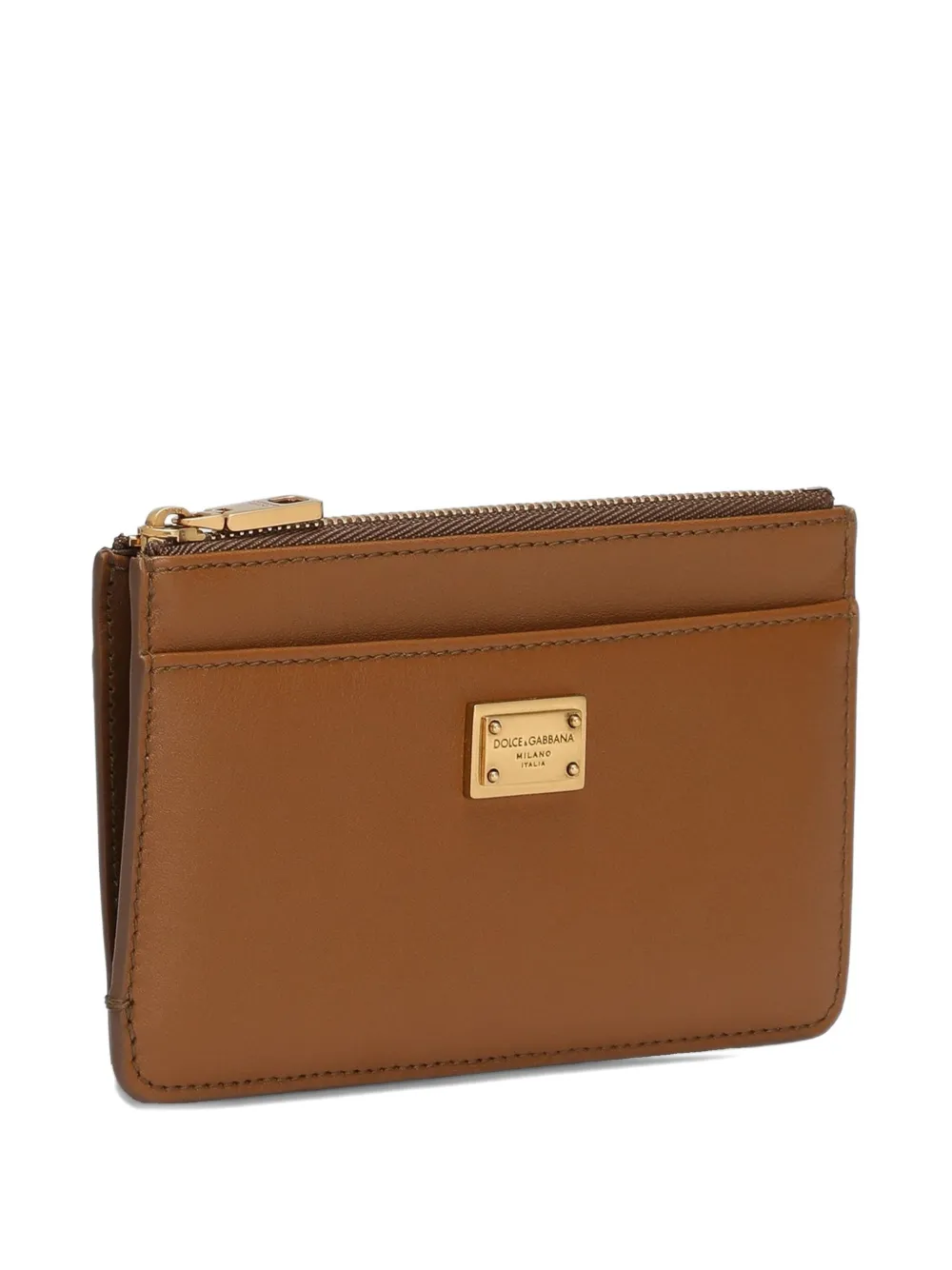 Dolce & Gabbana Dauphine pasjeshouder met logoplakkaat en rits Bruin