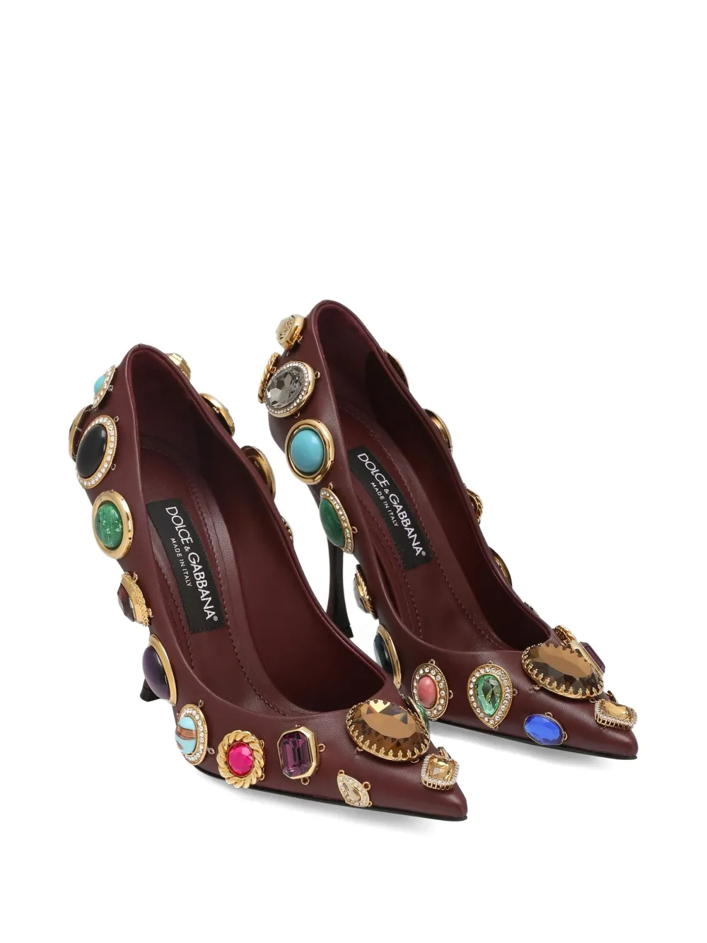 Dolce & Gabbana 105 mm pumps verfraaid met kristallen en puntige neus Bruin