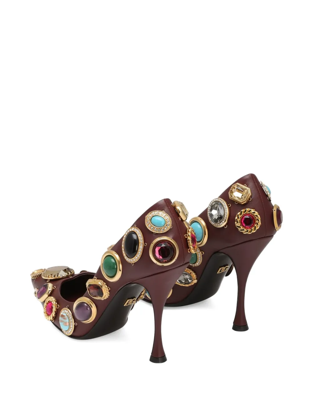 Dolce & Gabbana 105 mm pumps verfraaid met kristallen en puntige neus Bruin