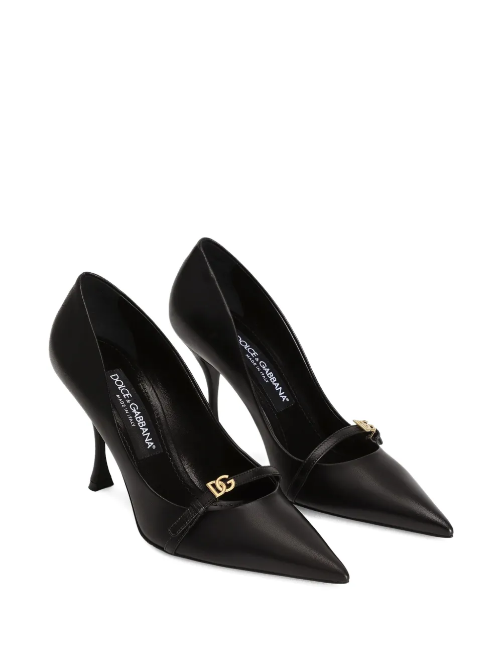 Dolce & Gabbana 90mm Leather Pumps With Pointed Toes In Black