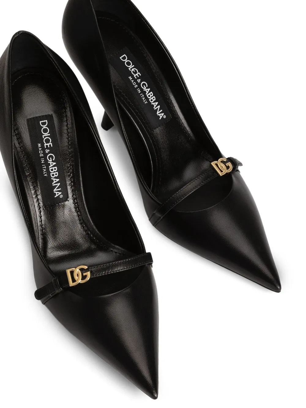 Dolce & Gabbana 90mm Leather Pumps With Pointed Toes In Black