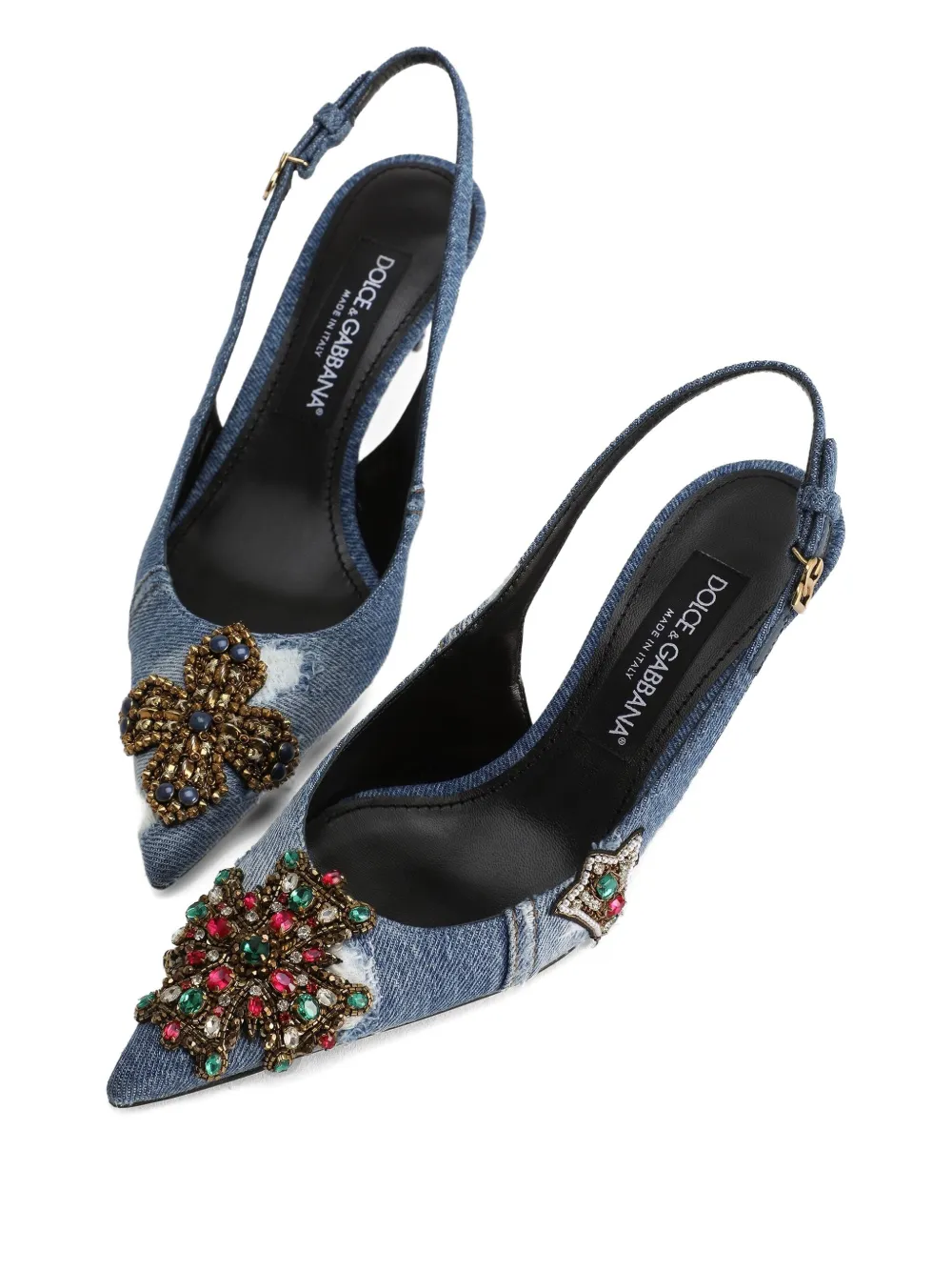 Dolce & Gabbana 60 mm verfraaide denim pumps Blauw