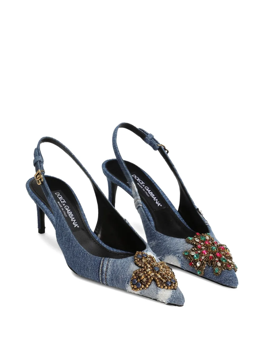 Dolce & Gabbana 60 mm verfraaide denim pumps Blauw