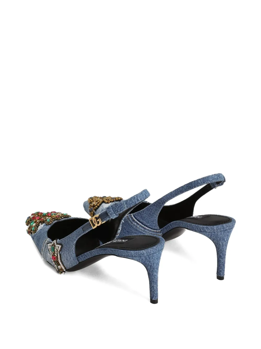 Dolce & Gabbana 60 mm verfraaide denim pumps Blauw