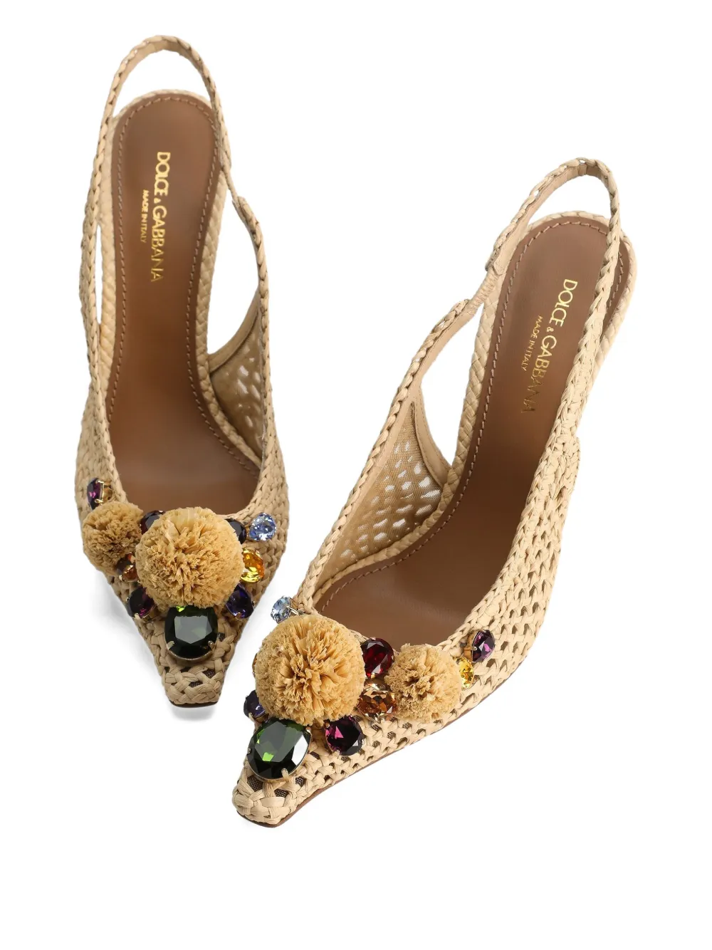 Dolce & Gabbana 105 mm pumps met pompon-detail Beige