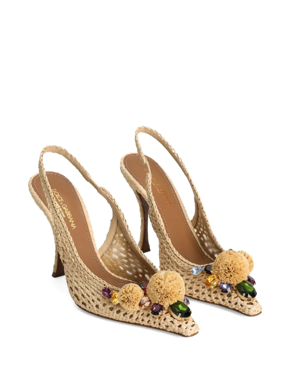 Dolce & Gabbana 105 mm pumps met pompon-detail Beige