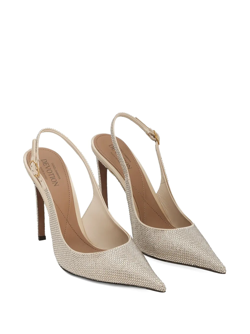 Dolce & Gabbana 105mm Devotion rhinestone-embellished slingback pumps Neutrals