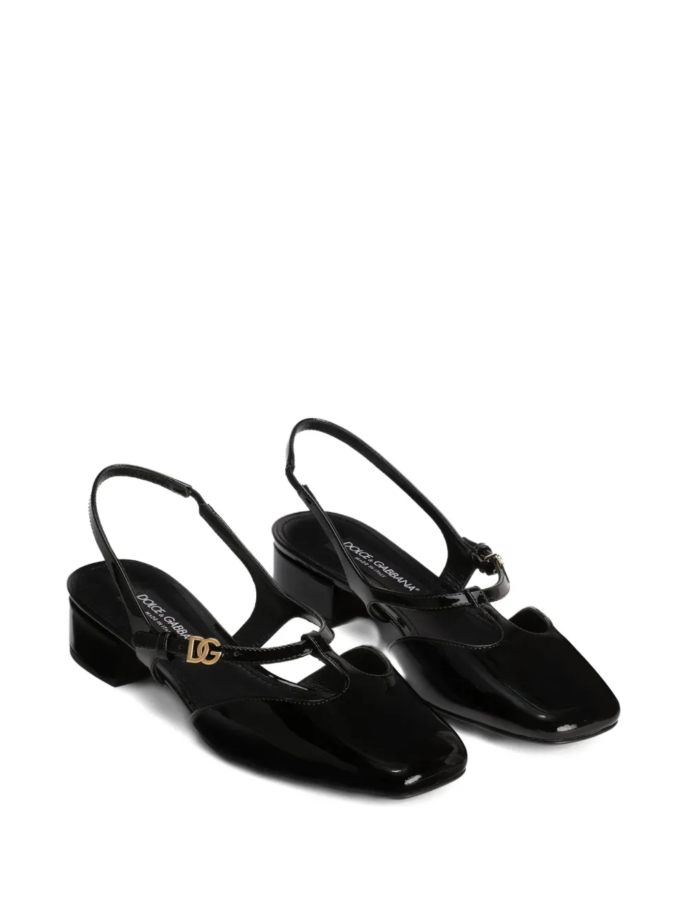 Dolce & Gabbana patent leather slingback pumps Black