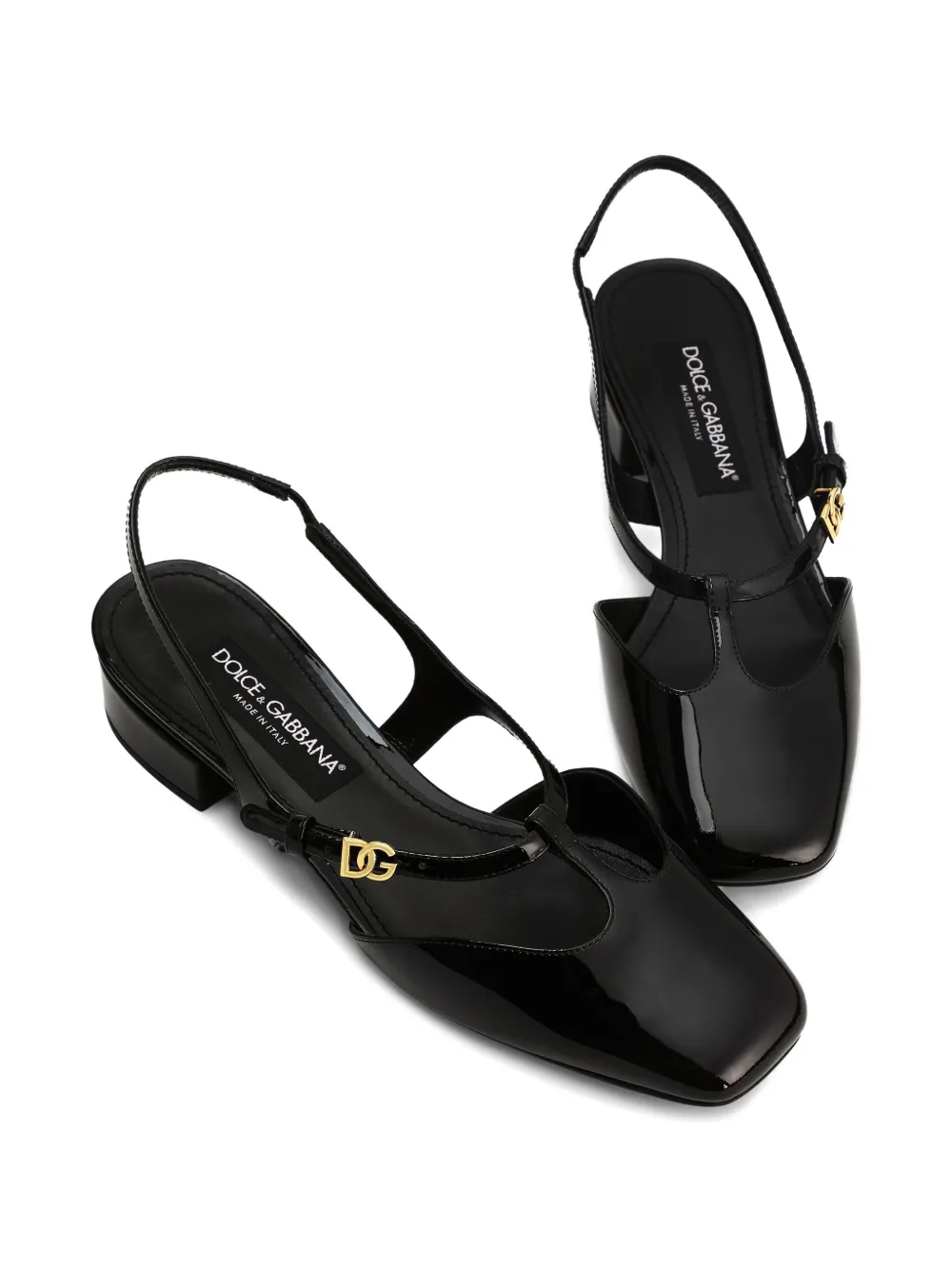 Dolce & Gabbana patent leather slingback pumps Black